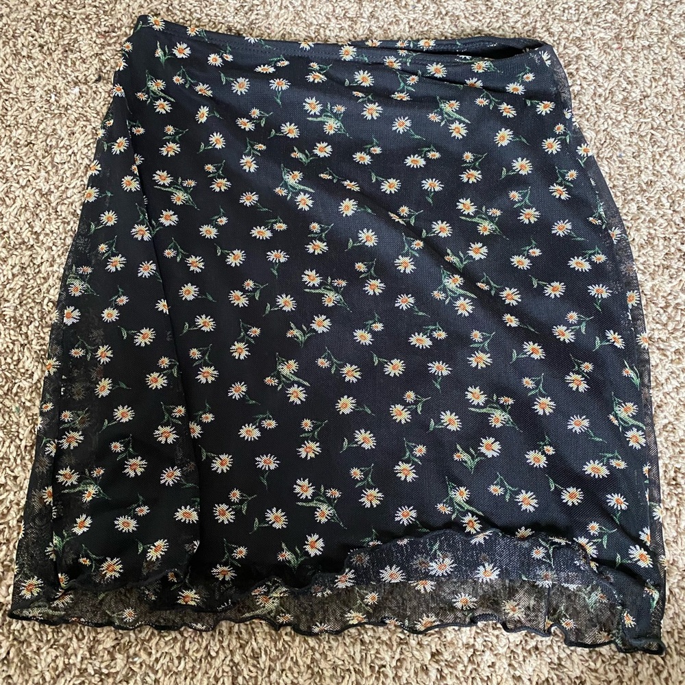 Floral Black Skirt